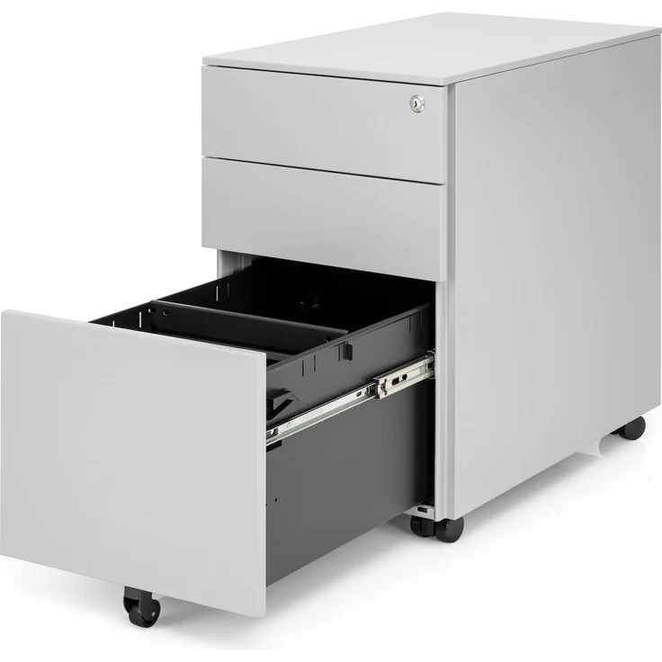 Ergotopia Rollcontainer I Grau I Mobil mit Rollen I Abschließbar mit 3 Schubladen I Fertig montiert I Ideal fürs Büro oder Homeoffice – Bild 6