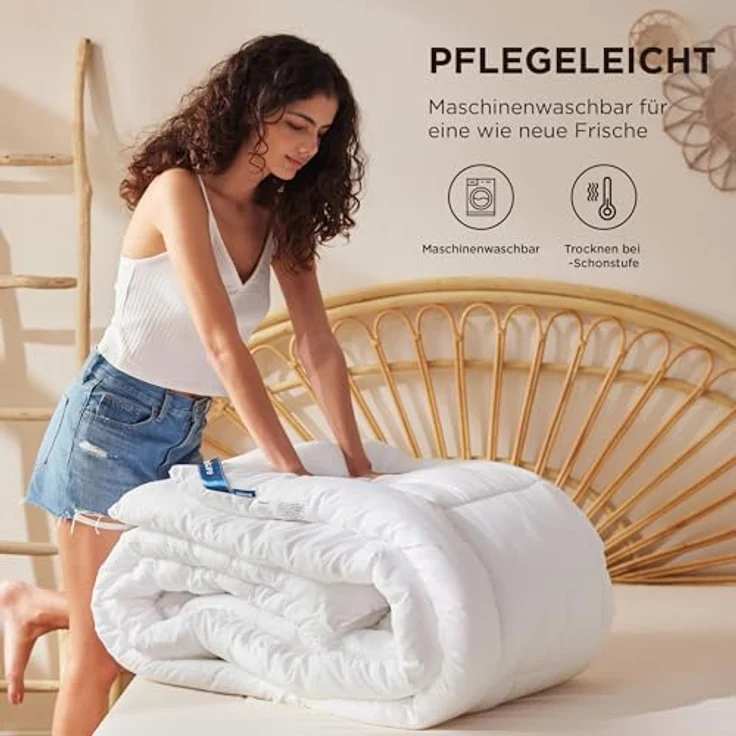 BEDSURE Bettdecke 135x200 2er Set - Ganzjahresdecke Bettdecken Oeko-TEX | Waschbare 4 Jahreszeiten Bettdecken für Allergiker, 300GSM Füllung, Warm & Gemütlich Schlafdecke, Weiß – Bild 6