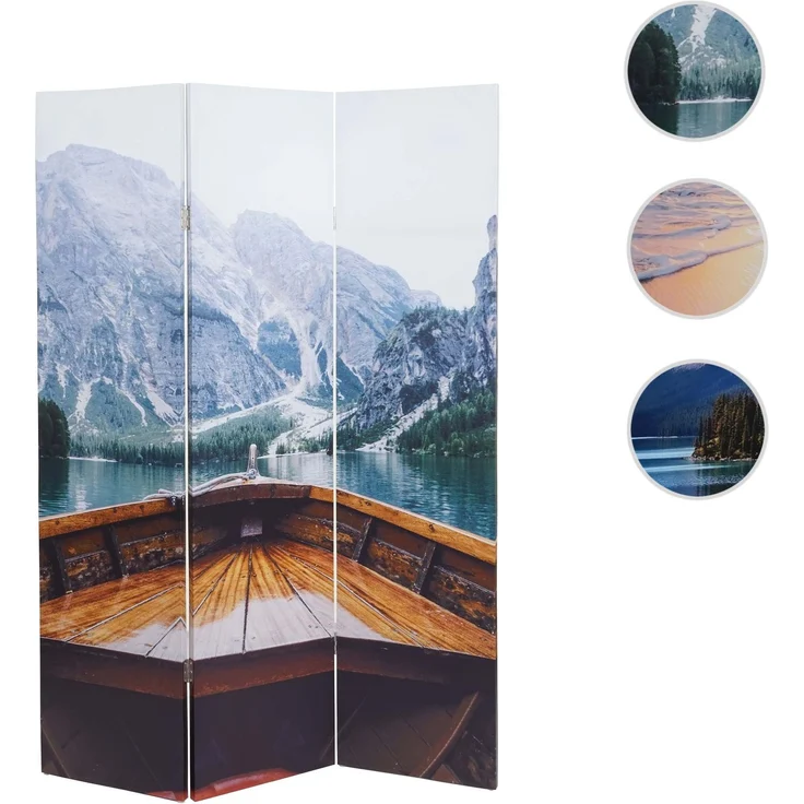 Foto-Paravent HWC-A83, Raumteiler Trennwand Sichtschutz, MVG-zertifiziert ~ 180x121cm Boot – Bild 8