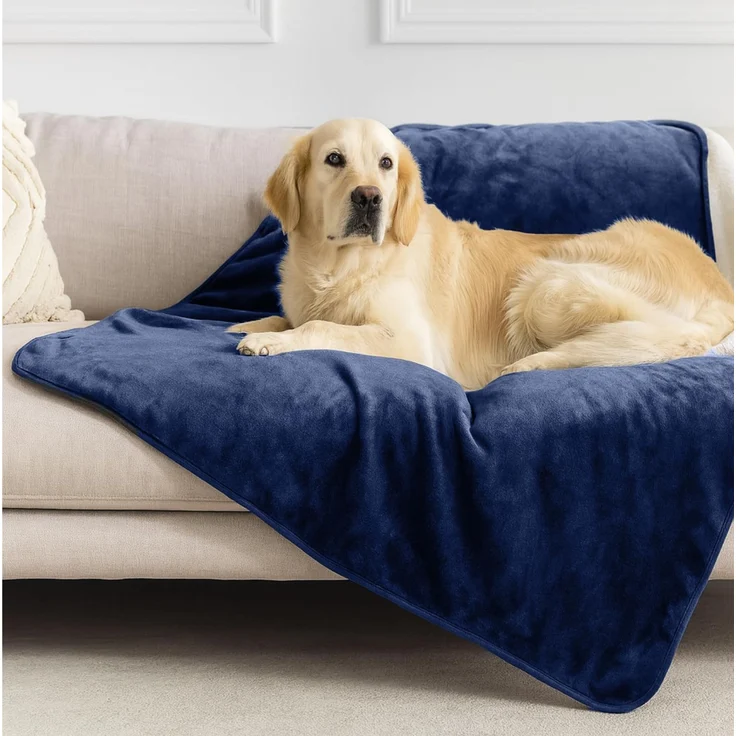 Dreamzie - wasserdichte Hundedecke Flauschig - 100x120cm - Marineblau