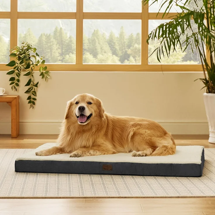 BEDSURE orthopädisches Hundebett Grosse Hunde - 112 x 81 x 7.6 cm Hundekissen flauschig Hundematte waschbar Hundematratze in grau für große Hunde – Bild 6