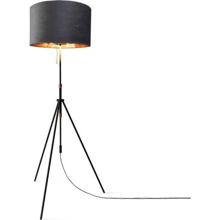 Paco Home Stehlampe Naomi uni Color, ohne Leuchtmittel, Wohnzimmer Höhenverstellbar 121,5 bis 176,5 cm Zugschalter Velour – Bild 4