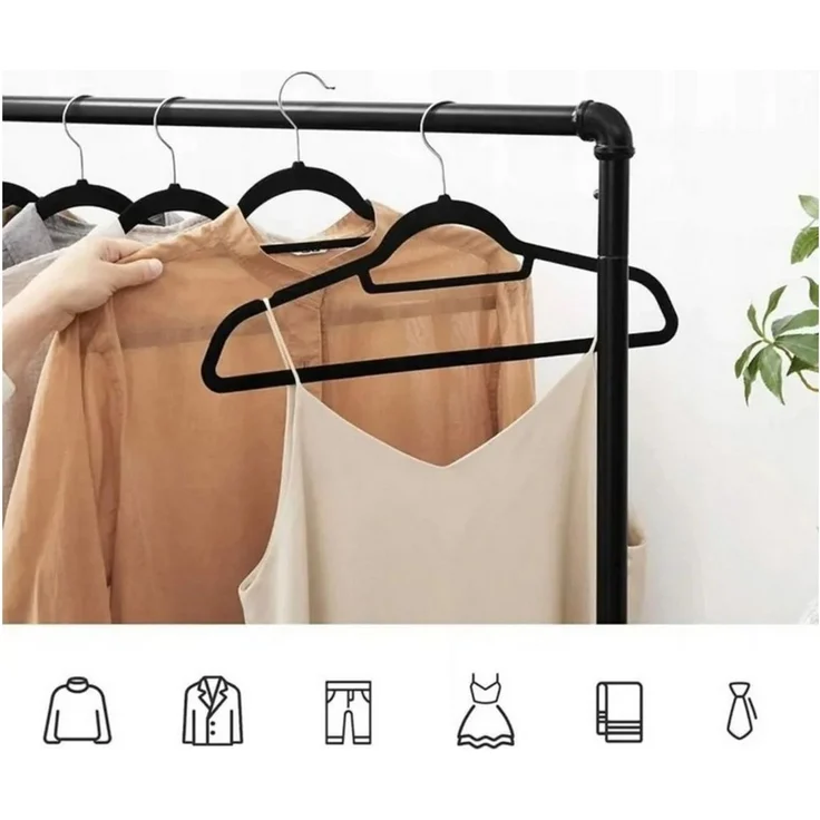 LA CUTE Kleiderbügel Kleiderbügel-Set rutschfest 10er-Pack mit Haken für Schals & Gürtel, (Kleiderbügel-Set aus robustem Kunststoff mit rutschfester Beschichtung, 10-tlg), Rutschfeste Kleiderbügel mit drehbarem Haken und Multifunktionshaken – Bild 4