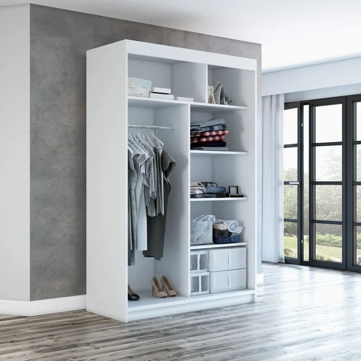 Schwebetürenschrank NEO 2-türig Schrank 160 cm (mit Spiegel) Farbe: Schwarz , sonoma – Bild 4