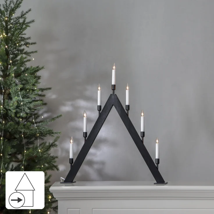 Lichterbogen ,Vind', 7-flammig, Holz, schwarz gebeizt – Bild 3