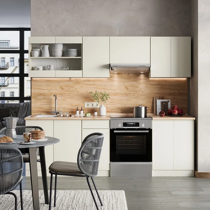 Küchenzeile R-Line Beige 240 cm , AP Eiche Vicco – Bild 3