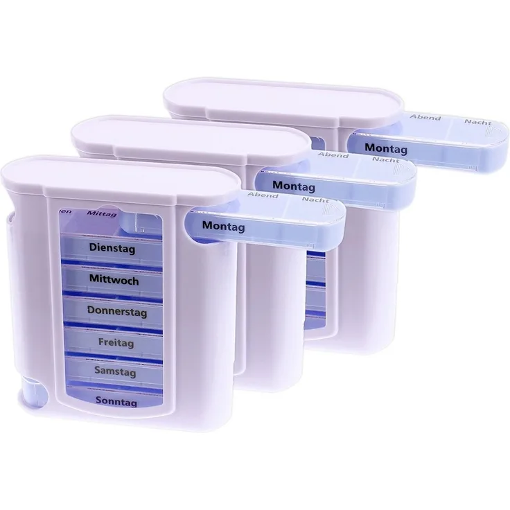 BigDean 3er Set Tablettenbox 7 Tage Wochendispenser Tablettendispenser Woche Medikamentendispenser Tower