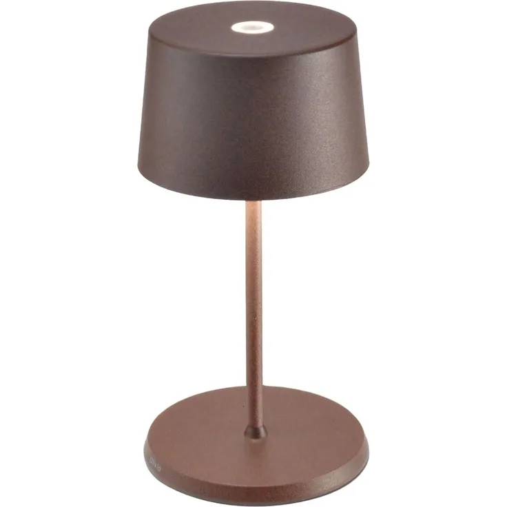 Zafferano, Olivia Mini Lampe, Tragbare und Wiederaufladbare Tischlampe mit Touch Control, Geeignet für Wohnzimmer und Außenbereich, Dimmer, 2200-3000 K, Höhe 22 cm, Farbe Corten