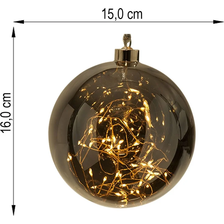 LED Weihnachtskugel GLOW, Glas, Stahl, Silber, Pendelleuchte, H 16 cm – Bild 4