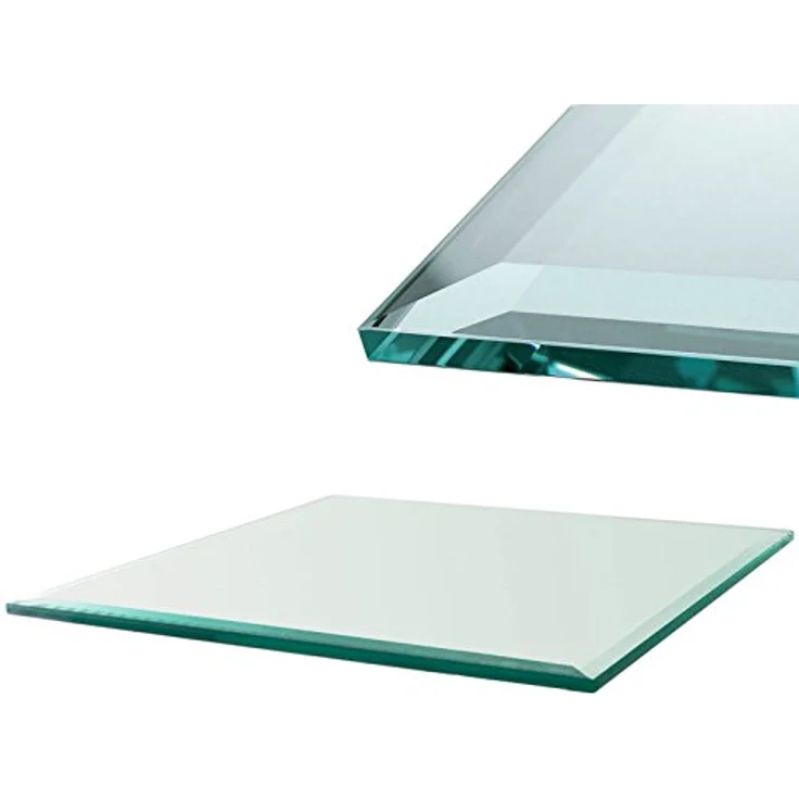 HOOZ Tischplatte aus Glas 60 x 60 x 0,6 cm oder als Funkenschutzplatte für den Kamin (Klarglas, 1 St, ESG-Sicherheitsglas), mit hochwertigem Facettenschliff – Bild 2