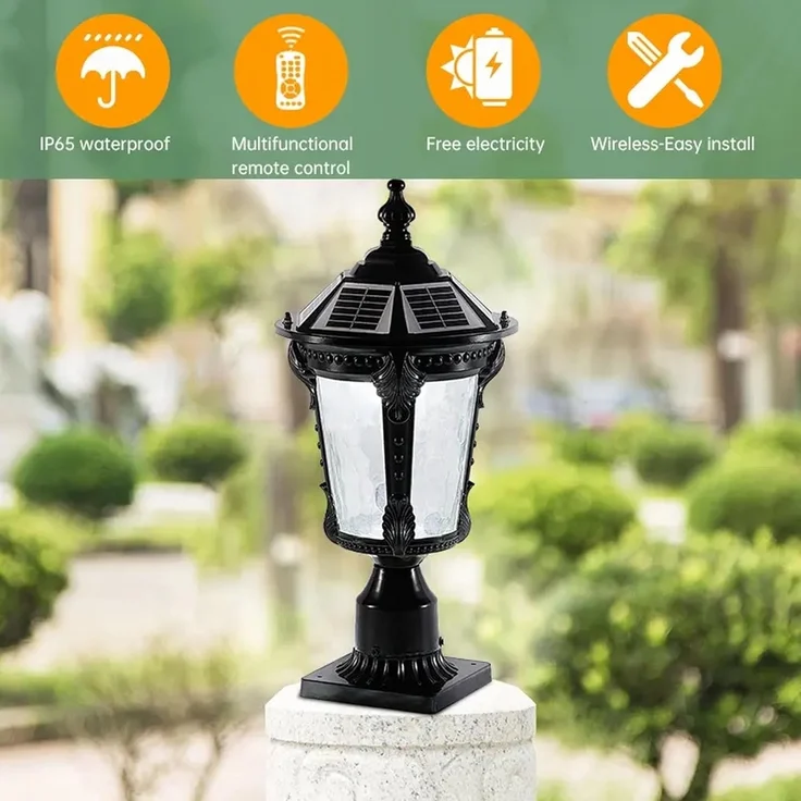 Arnusa LED Solarleuchte Sockelleuchte schwarz Außenleuchte Solarlampe Gartenleuchte kabellos, LED fest integriert, warmweiß, kaltweiß, Aluminium und Glas mit Fernbedienung dimmbar – Bild 5