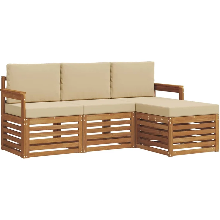 vidaXL Outdoor-Sofagarnitur 4 stk. 4-Sitzer Natur und Beige 3374598 – Bild 2
