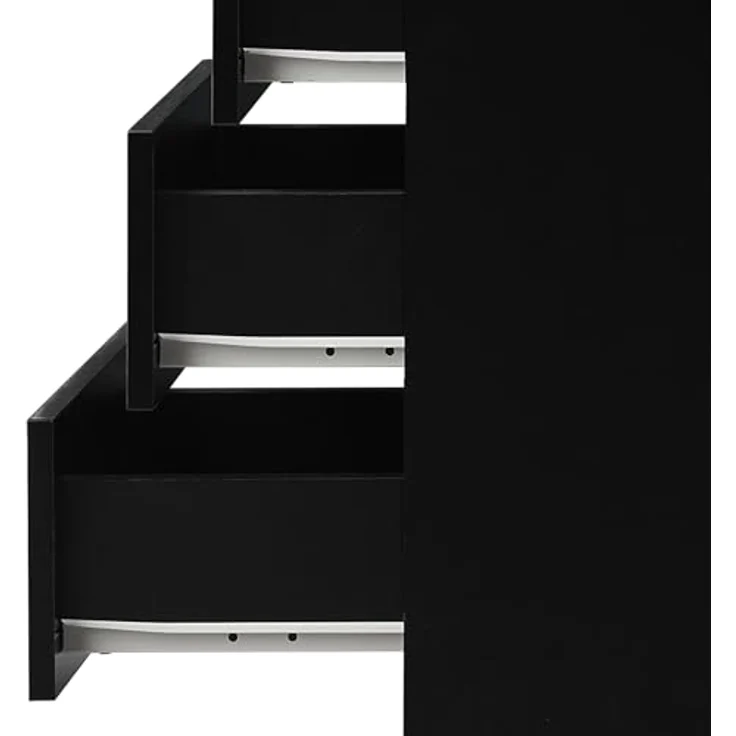 TUKAILAI Nachttisch Schwarz Hochglanz mit LED, Moderner Nachtschrank mit 3 Schubladen, 45 x 35 x 67.5 cm für Schlafzimmer, Home Office – Bild 9
