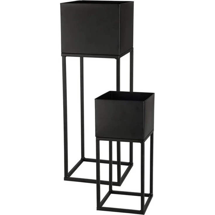 Spetebo Blumenständer Garten Metall Blumentopf 2er Set schwarz 58 / 37cm (Set, 2 St, 2er-Set), Pflanzen Ständer mit integriertem Übertopf – Bild 5