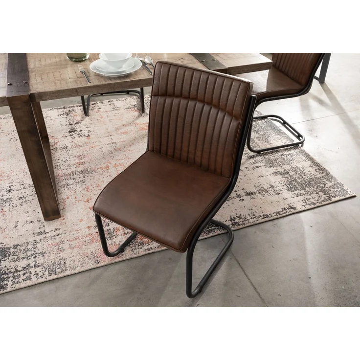 Freischwinger Echtleder 52x61x92 braun IRON LABEL #03 – Bild 2
