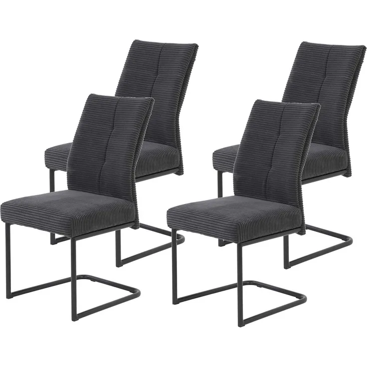 4er Set Schwingstuhl Dagmar - Cordstoff Anthrazit