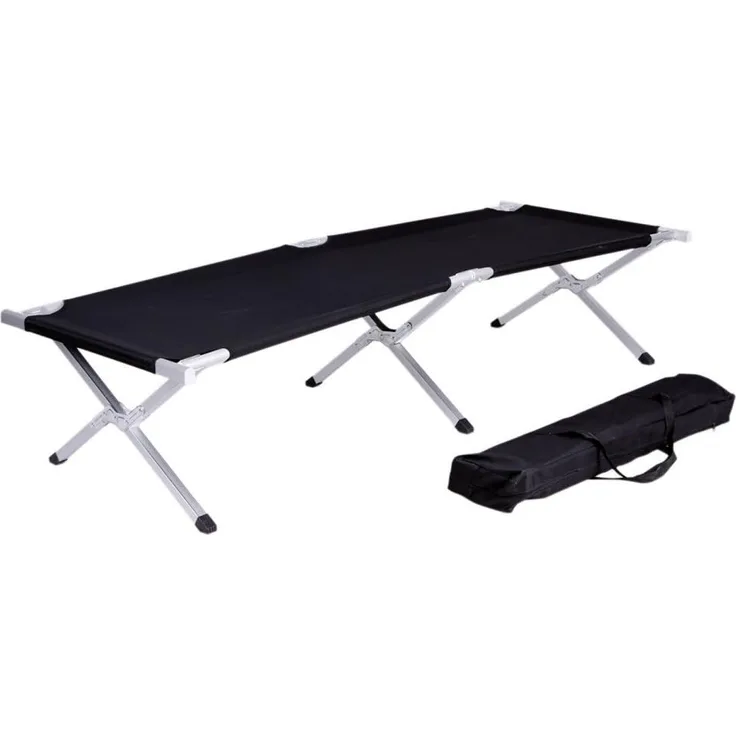 Klappbares Feldbett Campingbett Festivalbett Outdoorbett Liege Gästebett 190 cm schwarz