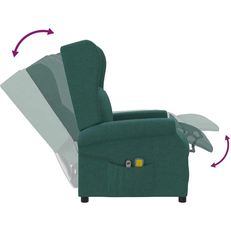 vidaXL Wing Back elektrischer Massagesessel Dunkelgrün Stoff 3460296 – Bild 8