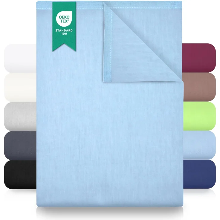 GREEN MARK Textilien Klassische Bettlaken – Flaches Laken aus 100% Baumwolle, ohne Gummi, hautfreundlich, pflegeleicht, bei hohen Temperaturen waschbar - Hell Blau - 240x275 cm