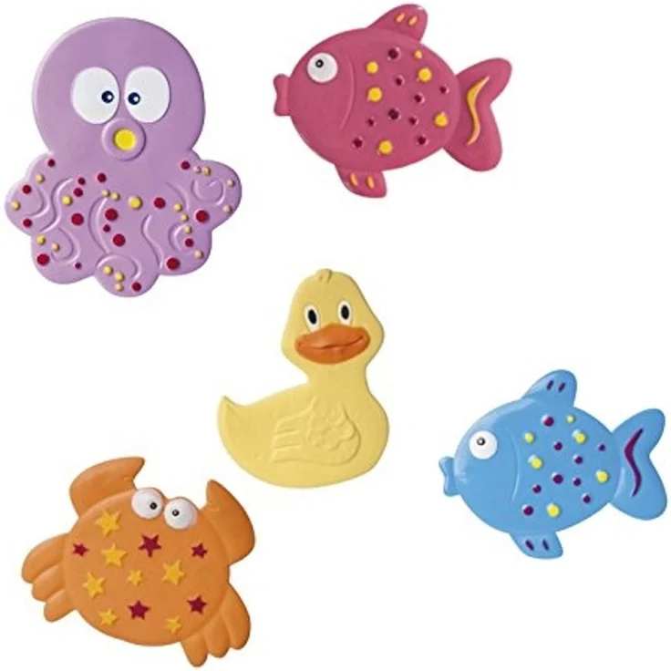 Canpol Babies CANPOL rutschfeste Mini-Badematten 5 Stück Buntes Meer 12x10cm 80/003