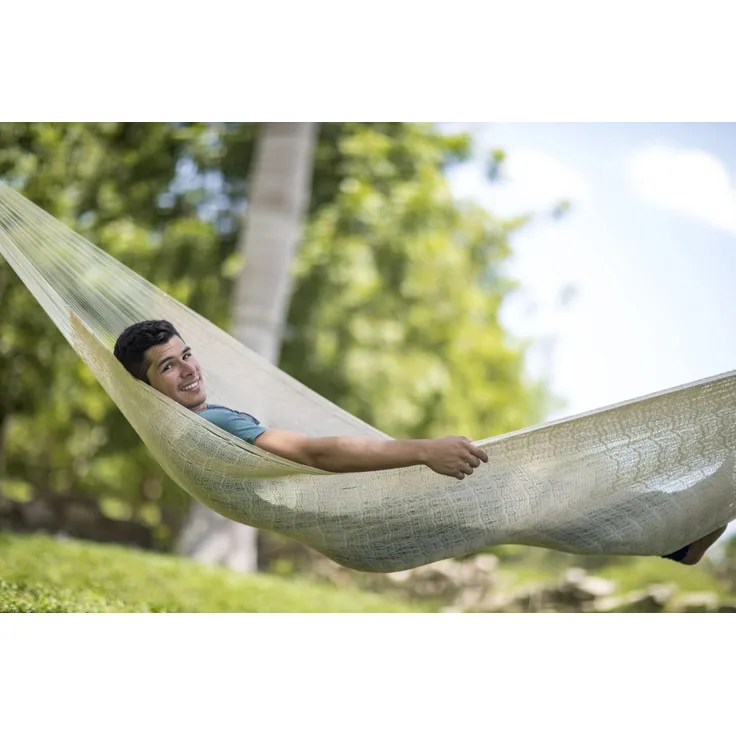 MacaMex Mexikanische Netzhängematte Single, natur / beige, 120 cm x 390 cm