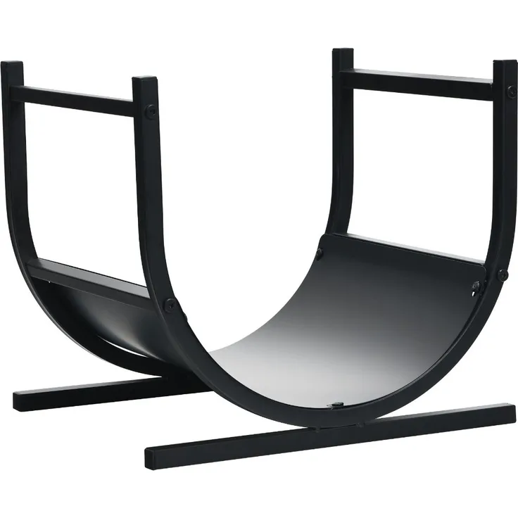 U-förmiges Metall-Kaminholzregal Holzstapelhalter mit stabilem Sockel 43 x 37 x 39,5 cm Schwarz