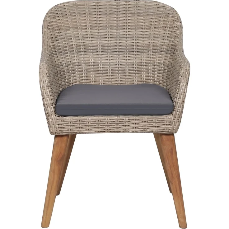 Gartenstuhl EGOS 2er Set Poly-Rattan 62,5x55x82 cm mit Polster Braun | Gartenstuhl Rattan Outdoorstühle Balkonstühle – Bild 4