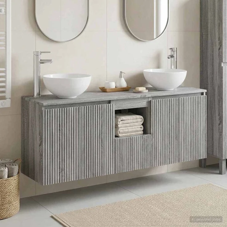 vidaXL Wandhängendes Badezimmerschrank-Set 3 stk. Grau Sonoma 3405633 – Bild 1