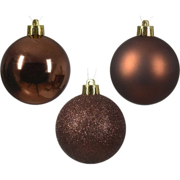 LS-LebenStil Weihnachtsbaumkugel 30 Kunststoff Weihnachtskugeln Braun Espresso 4cm-6cm Baumkugel Dekoku (30 St), Bruchsicher Christbaumschmuck Weihnachtsbaumschmuck Deko Kugeln – Bild 3