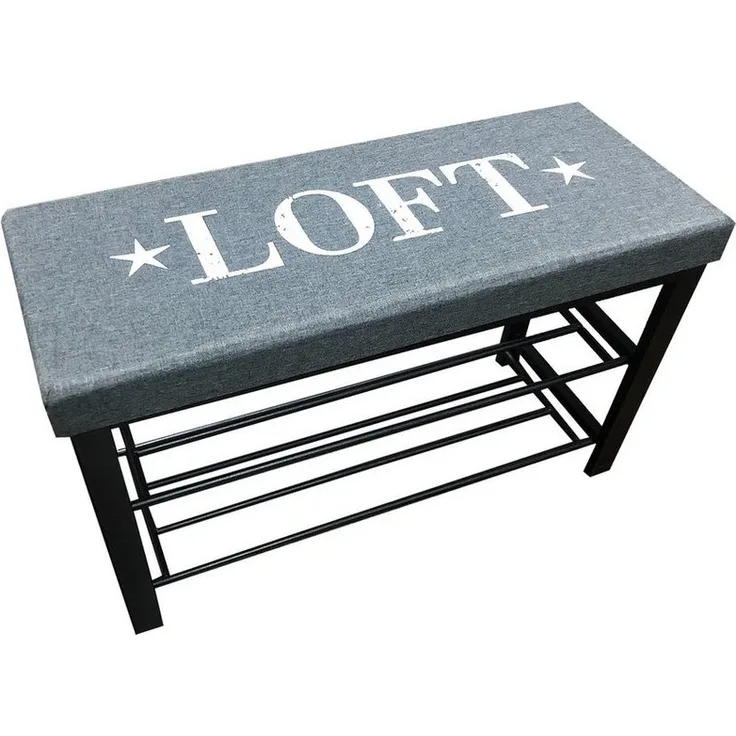 HTI-Line Schuhbank Schuhbank Mandy Loft Grau (Stück, 1-St, 1 Schuhbank), Mit Aufschrift
