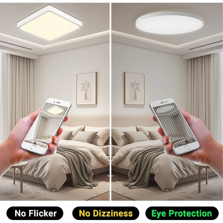 LQWELL LED Deckenleuchte Quadrat Flach LED Deckenlampe, 18W,1600LM, LED fest integriert, Tageslichtweiß, Modern Schlicht Lampe Dünn – Bild 2