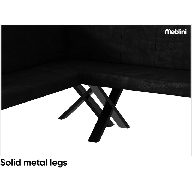 MEBLINI Eckbank für Esszimmer - Küchenbank - Essecke - Sitzecke Küche - PETER - X-Beine 142x196x87cm Links - Graphit Samt – Bild 6