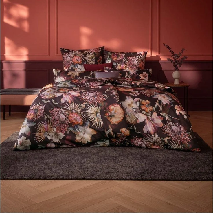 Estella Bettwäsche Estella Mako-Satin Bettwäsche 135x200 Jette vino Blütenmeer Blumen, Mako-Satin, 2 teilig, für Sommer und Winter – Bild 5