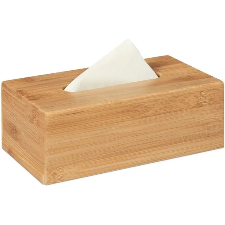 Relaxdays Kosmetiktücherbox aus Bambus