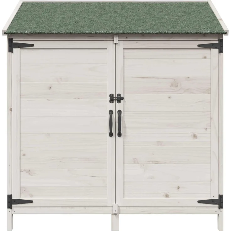 vidaXL Gartenschuppen Weiß 106,5 x 56 x 113,5 cm Massivholz aus Fichte 42033441 – Bild 5