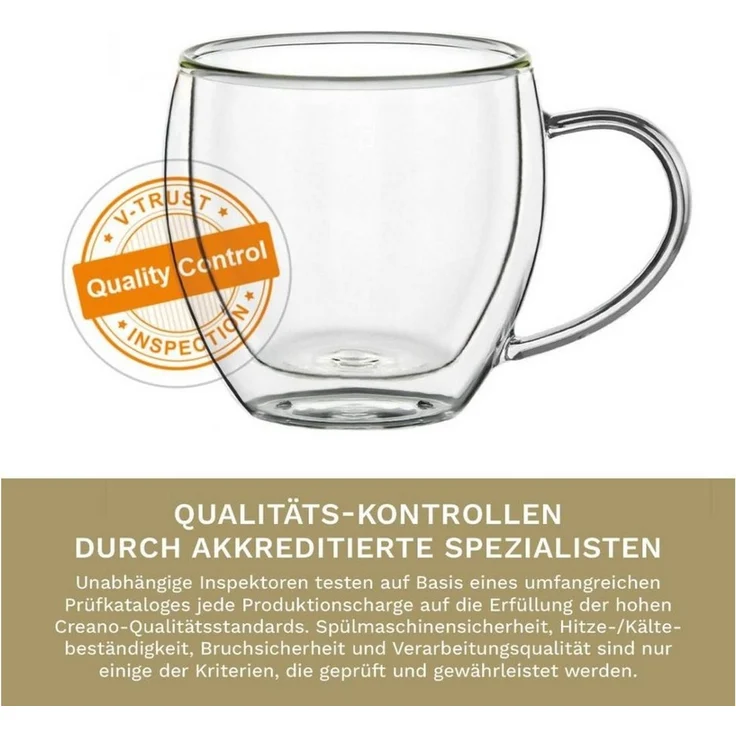 Creano Teeglas Thermoglas Espressoglas hoch mit Henkel 2er Set, 100ml, Borosilikatglas, 2 Gläser – Bild 3