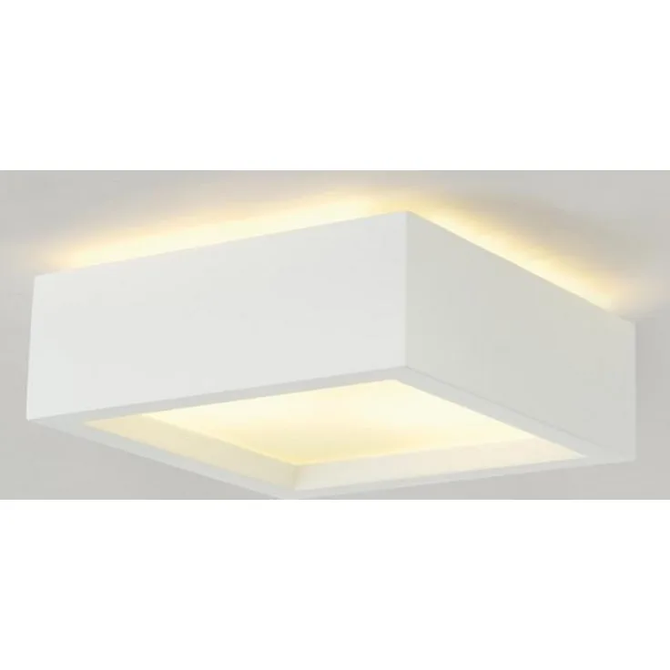 SLV 148002 Deckenleuchte Plastra 104 E27 eckig weisser Gips 25x25cm