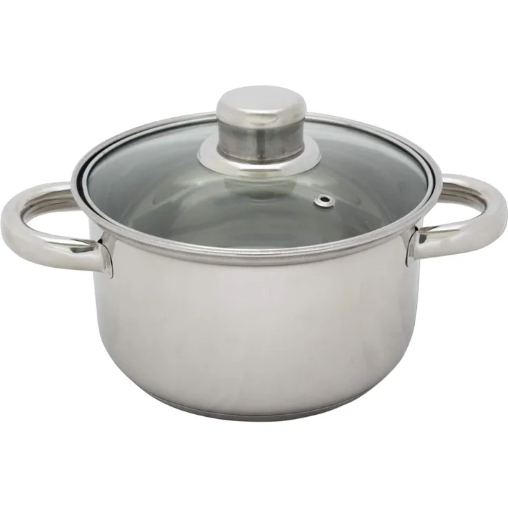 Edelstahl Kochtopf mit Glasdeckel 1,0 bis 5,2 Liter Suppentopf Induktion 1.0 Liter