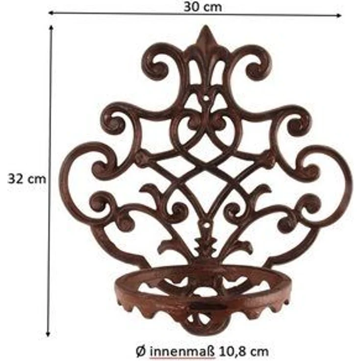 Blumentopfhalter Gusseisen Antik-Braun Pflanzenhalter Wandtopfhalter – Bild 6