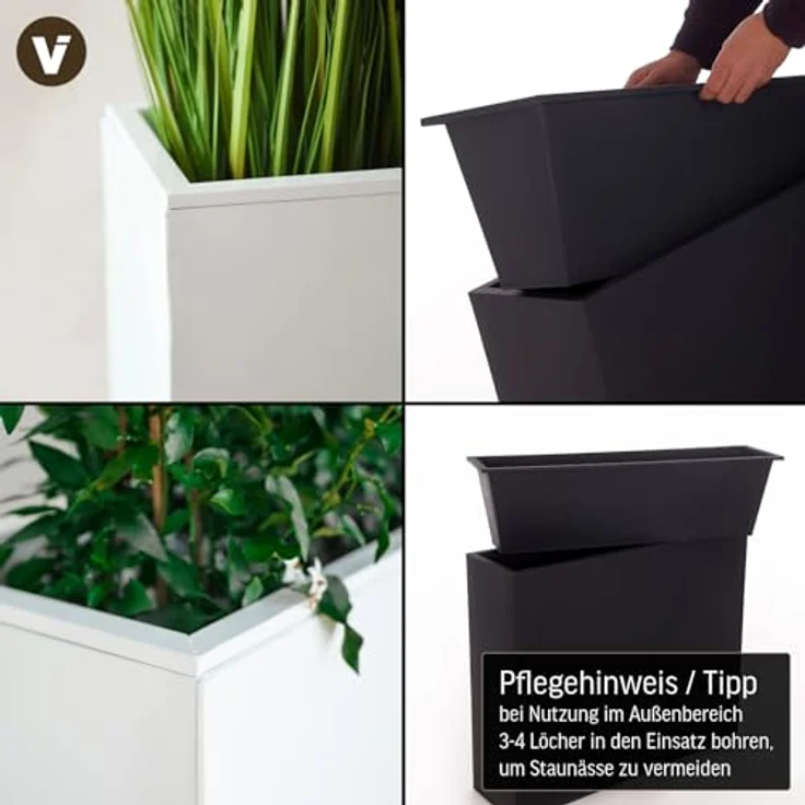 VIVANNO Pflanzkübel Raumteiler Zink ELEMENTO Weiß 90x25x75 cm – Bild 5