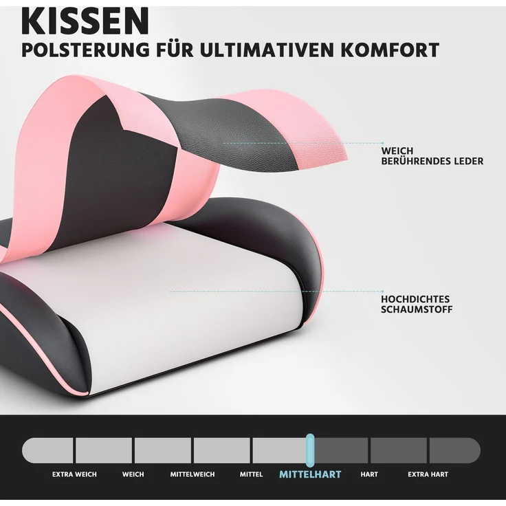 Gaming-Stuhl, PVC-Leder, ergonomisch, mit verstellbarer Rückenlehne & Fußstütze, 58,5x63x120,5 cm, Schwarz+Rosa – Bild 4