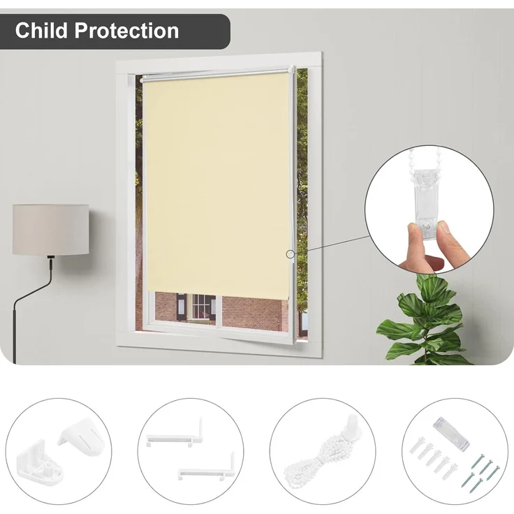 WOLTU Verdunklungsrollo ohne Bohren Beige 70x210 cm (BxH), Thermorollo Klemmfix Fensterrollo Seitenzugrollo easyfix Verdunkelung Rollos Sichtschutz und Sonnenchutz, Klemmrollo für Fenster & Tür – Bild 7