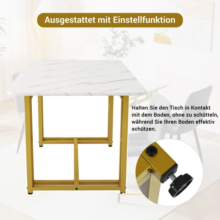 Merax Essgruppe, (5-tlg), Esstisch mit 4 Stühlen Set Esszimmer Sitzgruppe, Metallbeine, Grün – Bild 7