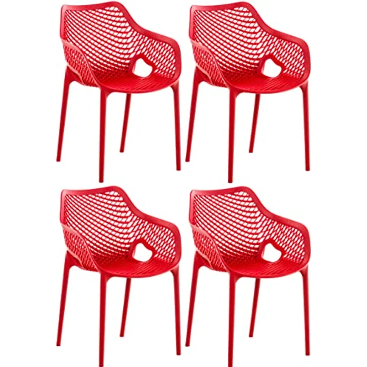 CLP Gartenstuhl Air XL 4er Set, Modern, Gestell Kunststoff, stapelbar, wetterfest,rot – Bild 2