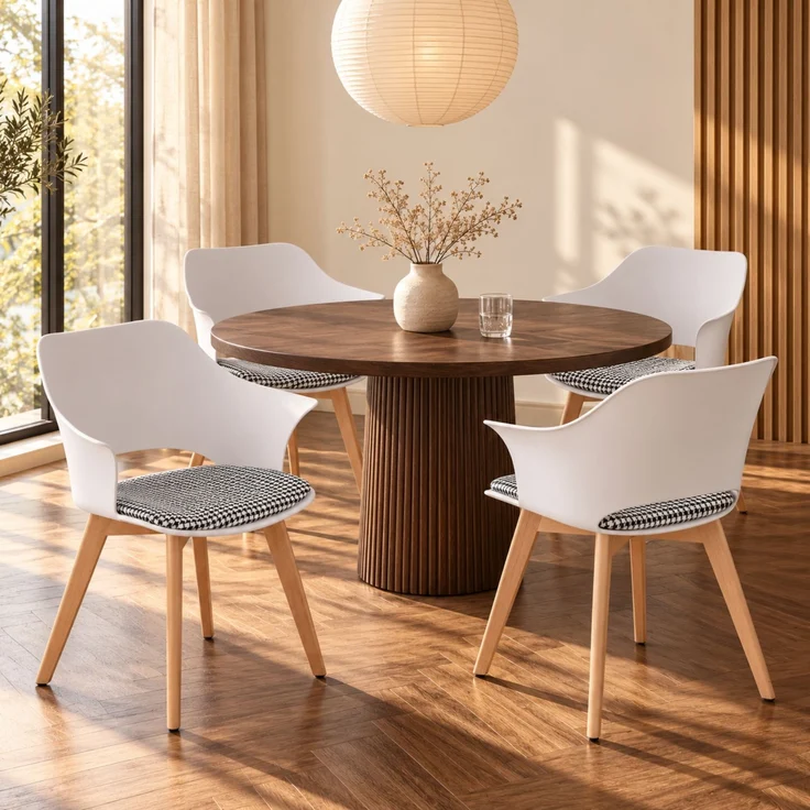ALBATROS Esszimmerstühle 4er Set AALBORG, Grau - Beine aus Buche Massiv-Holz, Skandinavisches Retro-Design, bequemer Schalenstuhl - Eleganter Küchenstuhl, Stuhl Esszimmer für Esstisch – Bild 1