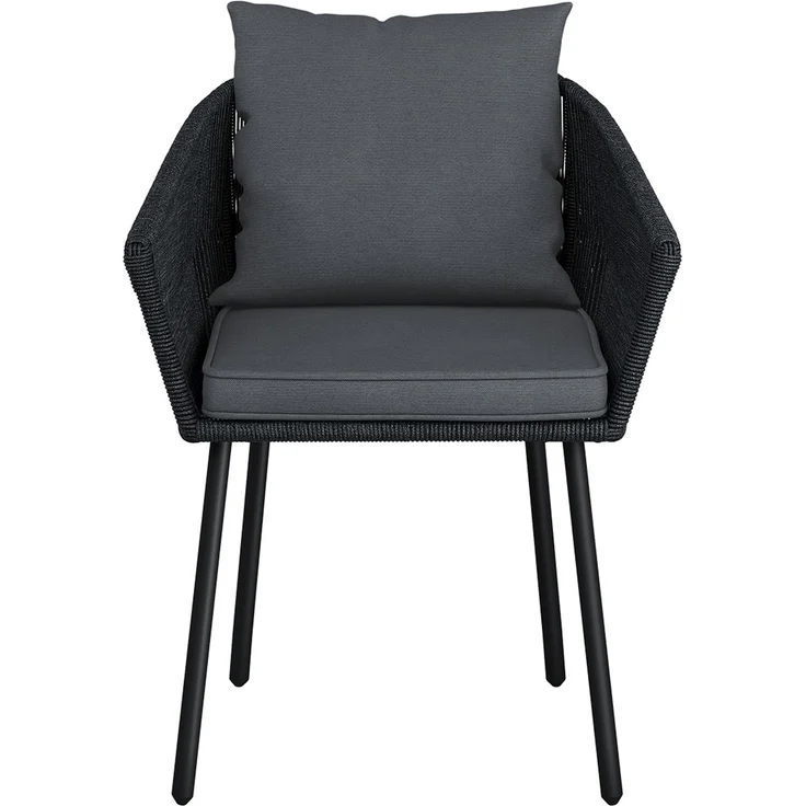 STEELSØN 'Nair' Polyrattan Gartenstuhl, 6er-Set, schwarz, wetterfest & UV-beständig, Balkonstühle bis 160 kg belastbar, Gartensessel inkl. Kissen – Bild 13