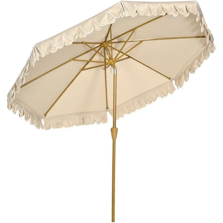 Outsunny Sonnenschirm verstellbarer Neigung, für Garten, Balkon, LxB: 264x264 cm, Terrassenschirm, Strandschirm, mit 8 Rippen, Khaki, Ø264 x 240H cm