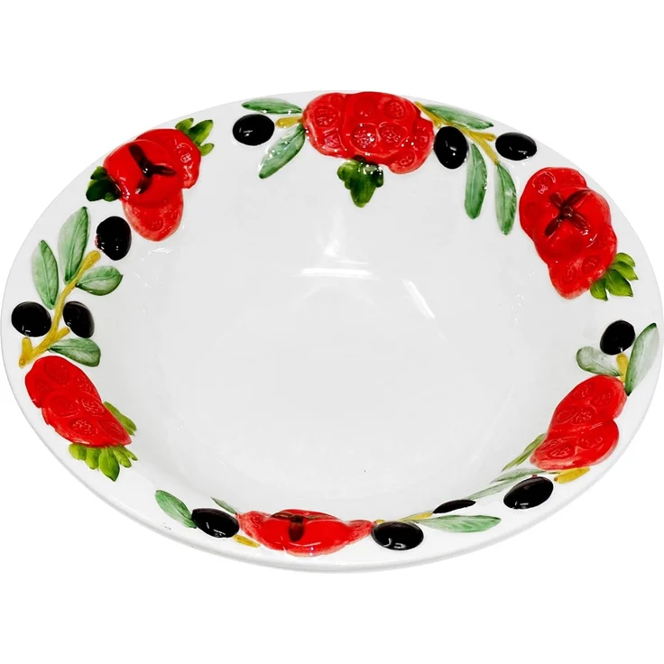 Lashuma Obstschale Tomate Olive, Keramik, (1-tlg), Pasta Schüssel rund Ø 27 mit Relief Dekor – Bild 2