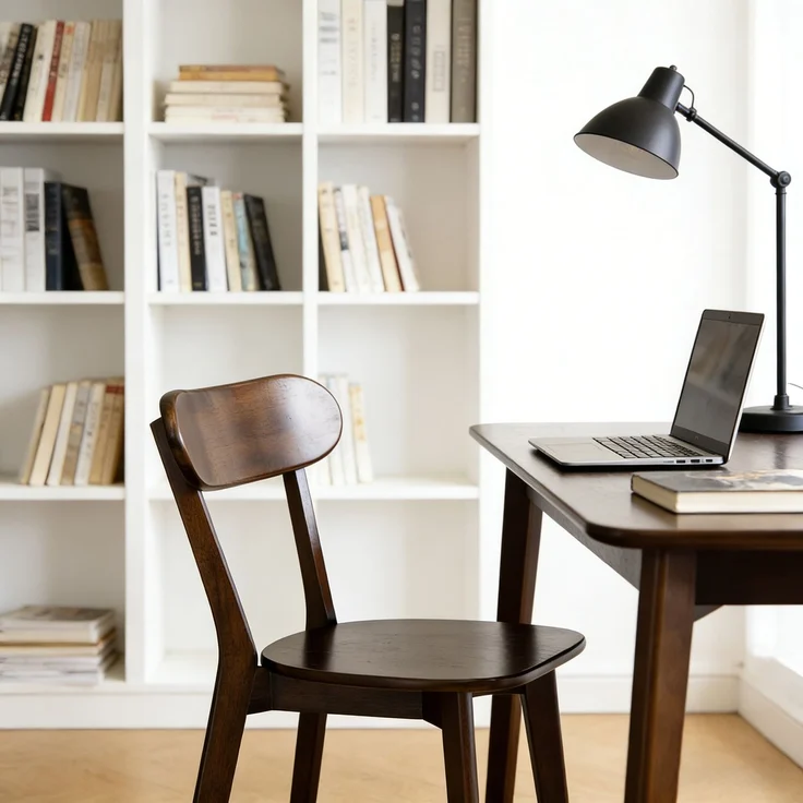 Esszimmerstühle aus 100 % Massivholz, 2er-Set, Mid-Century-Modern-Stil mit geschwungener Rückenlehne, Küchenstühle mit verstellbaren Fußstützen für Esszimmer, Küche, Wohnzimmer, Arbeitszimmer, Walnuss--Nussbaum--86x68x15cm--YOUDENOVA – Bild 3