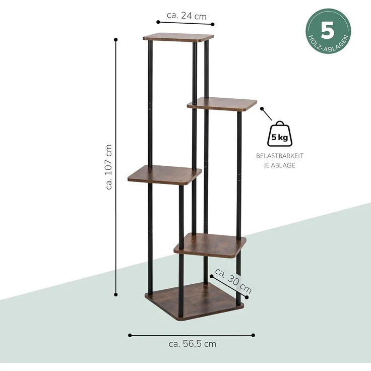 eluno Blumenständer Blumenregal aus FSC-zertifiziertem MDF-Holz und Metall – Bild 7